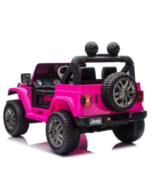 Ηλεκτροκίνητο Παιδικό Αυτοκίνητο Licensed Wrangler Rubicon Διθέσιο 24v ροζ με δερμάτινα καθίσματα και ελαστικά τύπου αυτοκινήτου