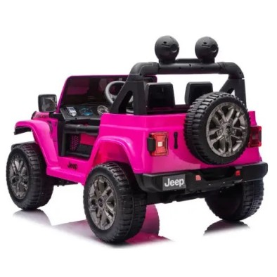 Ηλεκτροκίνητο Παιδικό Αυτοκίνητο Licensed Wrangler Rubicon Διθέσιο 24v ροζ με δερμάτινα καθίσματα και ελαστικά τύπου αυτοκινήτου