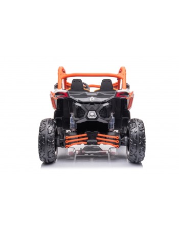 Ηλεκτροκίνητο παιδικό αυτοκίνητο Διθέσιο Licensed Can AM Maverick UTV 24V με δερμάτινα καθίσματα και ελαστικά τύπου αυτοκινήτου σε πορτοκαλί