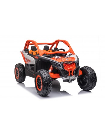 Ηλεκτροκίνητο παιδικό αυτοκίνητο Διθέσιο Licensed Can AM Maverick UTV 24V με δερμάτινα καθίσματα και ελαστικά τύπου αυτοκινήτου σε πορτοκαλί