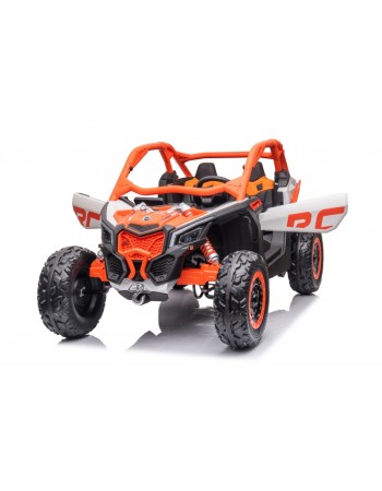 Ηλεκτροκίνητο παιδικό αυτοκίνητο Διθέσιο Licensed Can AM Maverick UTV 24V με δερμάτινα καθίσματα και ελαστικά τύπου αυτοκινήτου σε πορτοκαλί