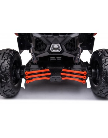 Ηλεκτροκίνητο παιδικό αυτοκίνητο Διθέσιο Licensed Can AM Maverick UTV 24V με δερμάτινα καθίσματα και ελαστικά τύπου αυτοκινήτου σε πορτοκαλί