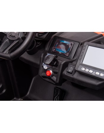 Ηλεκτροκίνητο παιδικό αυτοκίνητο Διθέσιο Licensed Can AM Maverick UTV 24V με δερμάτινα καθίσματα και ελαστικά τύπου αυτοκινήτου σε πορτοκαλί