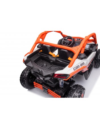 Ηλεκτροκίνητο παιδικό αυτοκίνητο Διθέσιο Licensed Can AM Maverick UTV 24V με δερμάτινα καθίσματα και ελαστικά τύπου αυτοκινήτου σε πορτοκαλί