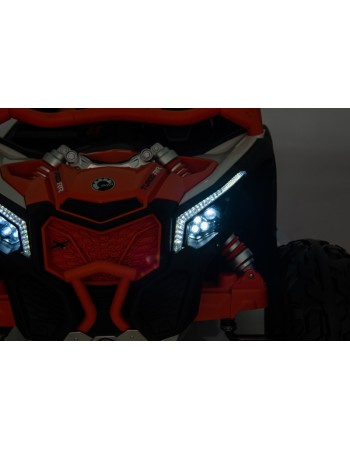 Ηλεκτροκίνητο παιδικό αυτοκίνητο Διθέσιο Licensed Can AM Maverick UTV 24V με δερμάτινα καθίσματα και ελαστικά τύπου αυτοκινήτου σε πορτοκαλί