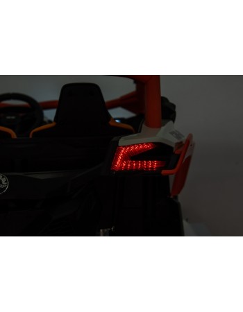 Ηλεκτροκίνητο παιδικό αυτοκίνητο Διθέσιο Licensed Can AM Maverick UTV 24V με δερμάτινα καθίσματα και ελαστικά τύπου αυτοκινήτου σε πορτοκαλί