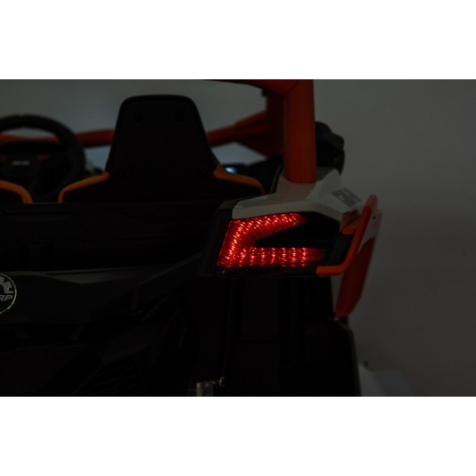 Ηλεκτροκίνητο παιδικό αυτοκίνητο Διθέσιο Licensed Can AM Maverick UTV 24V με δερμάτινα καθίσματα και ελαστικά τύπου αυτοκινήτου σε πορτοκαλί