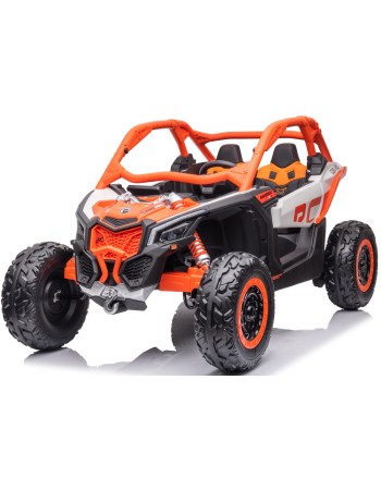 Ηλεκτροκίνητο παιδικό αυτοκίνητο Διθέσιο Licensed Can AM Maverick UTV 24V με δερμάτινα καθίσματα και ελαστικά τύπου αυτοκινήτου σε πορτοκαλί