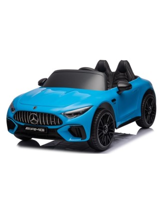 Ηλεκτροκίνητο Παιδικό αυτοκίνητο Licensed Mercedes AMG SL63 12V με δερμάτινα καθίσματα και ελαστικά τύπου αυτοκινήτου σε μπλε