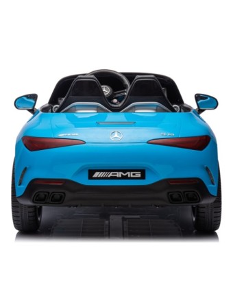 Ηλεκτροκίνητο Παιδικό αυτοκίνητο Licensed Mercedes AMG SL63 12V με δερμάτινα καθίσματα και ελαστικά τύπου αυτοκινήτου σε μπλε