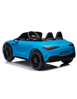 Ηλεκτροκίνητο Παιδικό αυτοκίνητο Licensed Mercedes AMG SL63 12V με δερμάτινα καθίσματα και ελαστικά τύπου αυτοκινήτου σε μπλε