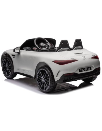 Ηλεκτροκίνητο Παιδικό αυτοκίνητο Licensed Mercedes AMG SL63 12V με δερμάτινα καθίσματα και ελαστικά τύπου αυτοκινήτου σε Λευκό