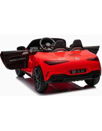 Ηλεκτροκίνητο Παιδικό αυτοκίνητο Licensed Mercedes AMG SL63 12V με δερμάτινα καθίσματα και ελαστικά τύπου αυτοκινήτου σε Κόκκινο