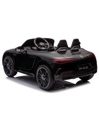 Ηλεκτροκίνητο Παιδικό αυτοκίνητο Licensed Mercedes AMG SL63 12V με δερμάτινα καθίσματα και ελαστικά τύπου αυτοκινήτου σε Μαύρο