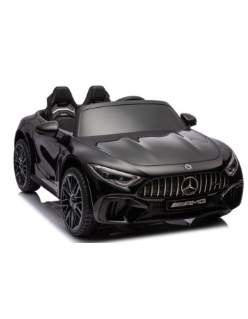 Ηλεκτροκίνητο Παιδικό αυτοκίνητο Licensed Mercedes AMG SL63 12V με δερμάτινα καθίσματα και ελαστικά τύπου αυτοκινήτου σε Μαύρο