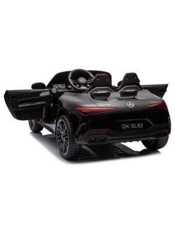 Ηλεκτροκίνητο Παιδικό αυτοκίνητο Licensed Mercedes AMG SL63 12V με δερμάτινα καθίσματα και ελαστικά τύπου αυτοκινήτου σε Μαύρο