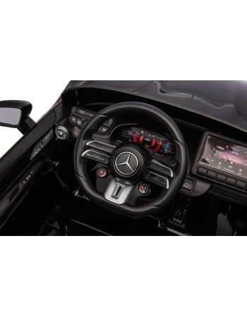 Ηλεκτροκίνητο Παιδικό αυτοκίνητο Licensed Mercedes AMG SL63 12V με δερμάτινα καθίσματα και ελαστικά τύπου αυτοκινήτου σε Μαύρο