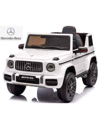 Ηλεκτρικό παιδικό αυτοκίνητο Mercedes benz G63 AMG Πρωτότυπο με MP3 12V White με δερμάτινα καθίσματα και ελαστικά τύπου αυτοκινήτου