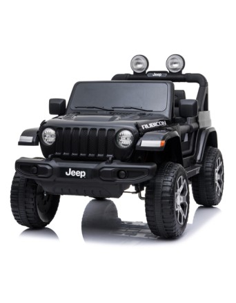 Kid Electric Car Two Seated - Jeep Licensed Wrangler Rubicon 12V in Black color 