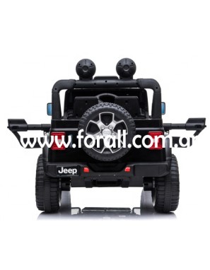 Kid Electric Car Two Seated - Jeep Licensed Wrangler Rubicon 12V in Black color 