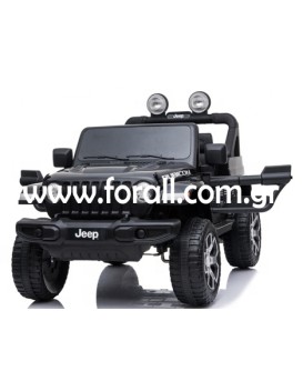 Kid Electric Car Two Seated - Jeep Licensed Wrangler Rubicon 12V in Black color 