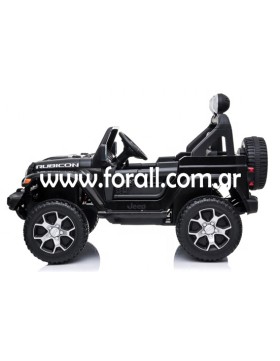 Kid Electric Car Two Seated - Jeep Licensed Wrangler Rubicon 12V in Black color 