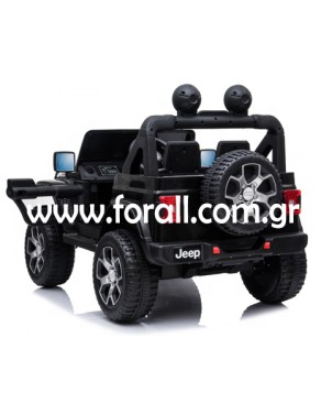Kid Electric Car Two Seated - Jeep Licensed Wrangler Rubicon 12V in Black color 