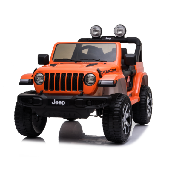 Kid Electric Car Two Seated - Jeep Licensed Wrangler Rubicon 12V in Orange color 