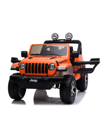 Kid Electric Car Two Seated - Jeep Licensed Wrangler Rubicon 12V in Orange color 