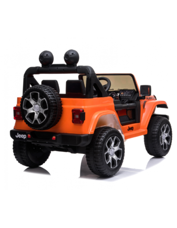 Kid Electric Car Two Seated - Jeep Licensed Wrangler Rubicon 12V in Orange color 
