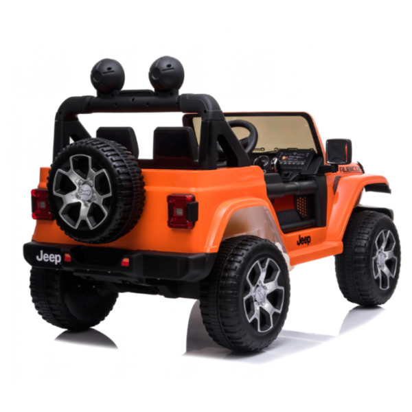 Kid Electric Car Two Seated - Jeep Licensed Wrangler Rubicon 12V in Orange color Kid Electric Car Two Seated - Jeep Licensed Wrangler Rubicon 12V in Orange color