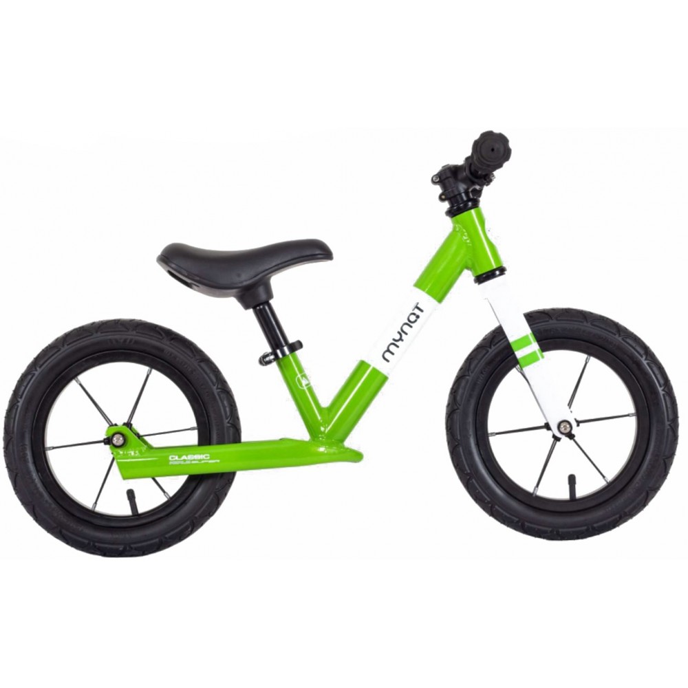 kid balance bike Mynat classic with leather seat light green