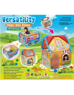 Παιδικός Παιδότοπος Παιχνιδιού Versatility Magic Ball House 3 σε 1 με 100 μπαλάκια 