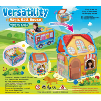 Παιδικός Παιδότοπος Παιχνιδιού Versatility Magic Ball House 3 σε 1 με 100 μπαλάκια Παιδικός Παιδότοπος Παιχνιδιού Versatility Magic Ball House 3 σε 1 με 100 μπαλάκια