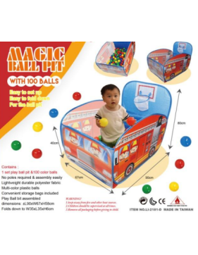 Παιδικός Παιδότοπος Παιχνιδιού Magic Fire Truck Ball pit 2 σε 1 με 100 μπαλάκια 