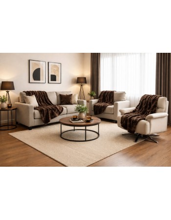 Σετ Ριχτάρια 3 τεμαχίων για διθέσιο, τριθέσιο καναπέ και πολυθρόνα σε καφέ χρώμα