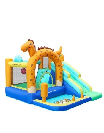 Φουσκωτό Τραμπολίνο Dino Jump 7 σε 1 με Τσουλήθρα, Αναρρίχηση & Παιχνίδια Στόχου 313×296×230 cm
