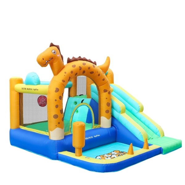 Φουσκωτό Τραμπολίνο Dino Jump 7 σε 1 με Τσουλήθρα, Αναρρίχηση & Παιχνίδια Στόχου 313×296×230 cm