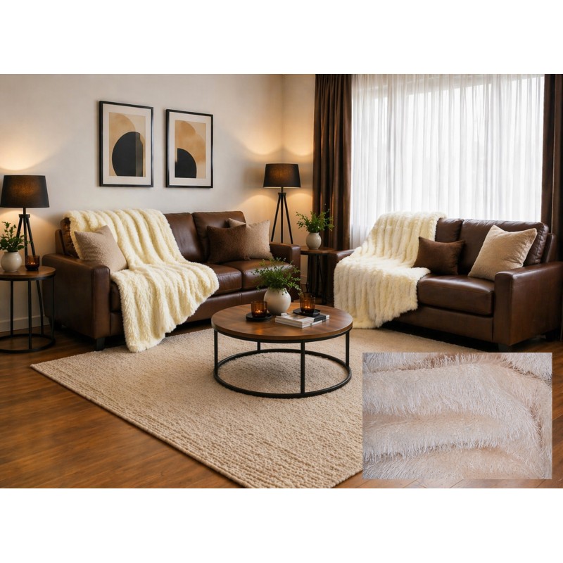 Σετ Ριχτάρια 2 τεμαχίων για διθέσιο και τριθέσιο καναπέ σε κρεμ χρώμα