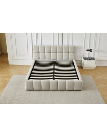 Διπλό Κρεβάτι Roma 160x200c σε Ανοιχτό μπεζ χρώμα με αποθηκευτικό χώρο