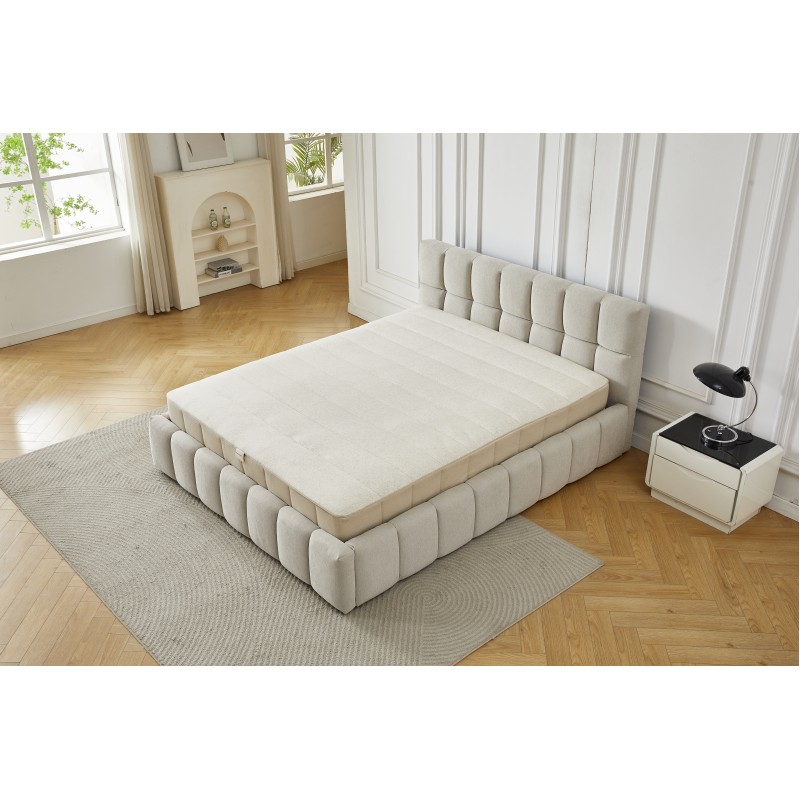 Διπλό Κρεβάτι Roma 160x200c σε Ανοιχτό μπεζ χρώμα με αποθηκευτικό χώρο