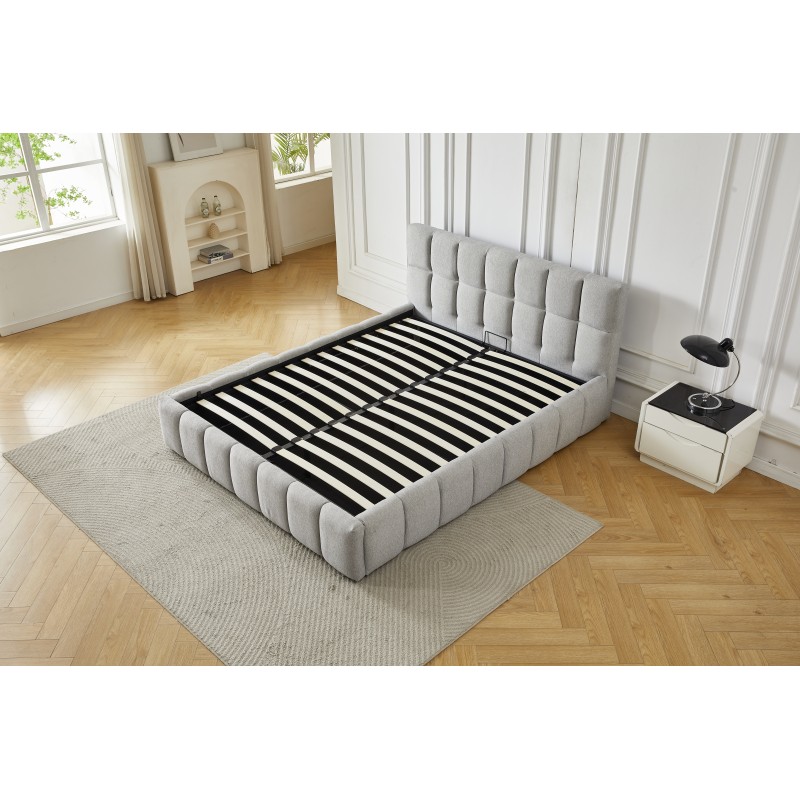 Διπλό Κρεβάτι Roma 160x200c σε γκρι χρώμα με αποθηκευτικό χώρο