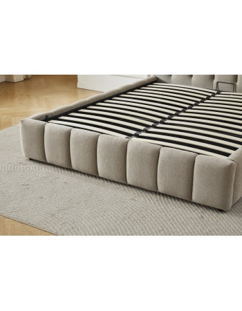 Διπλό Κρεβάτι Roma 160x200c σε σκούρο μπεζ χρώμα με αποθηκευτικό χώρο