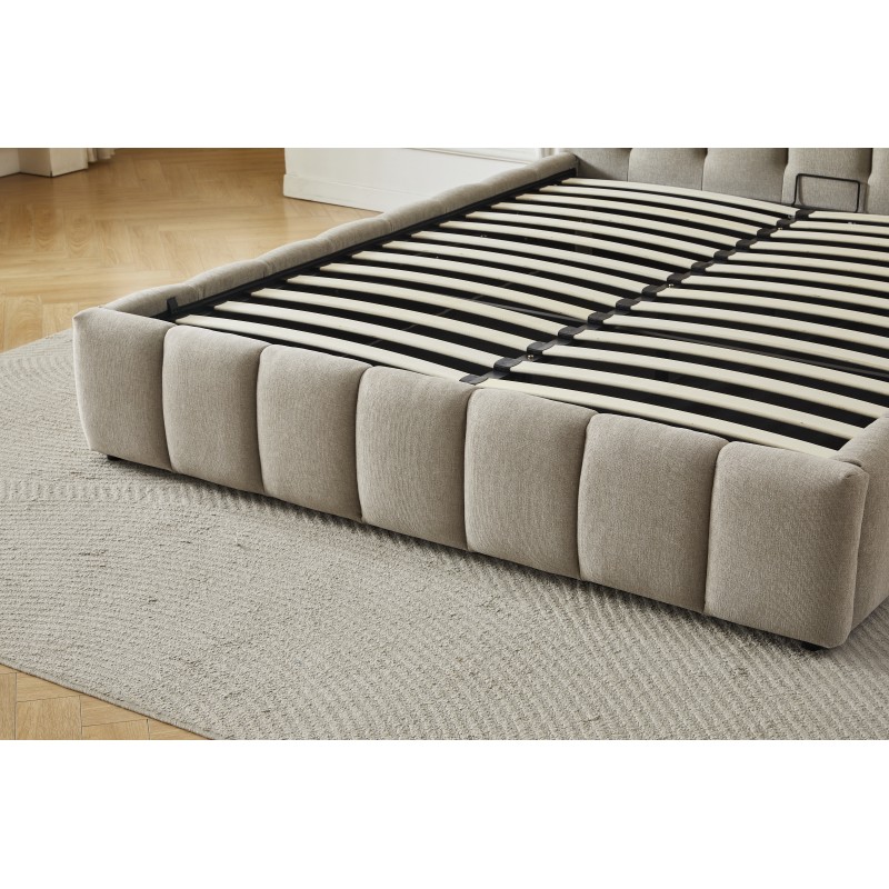 Διπλό Κρεβάτι Roma 160x200c σε σκούρο μπεζ χρώμα με αποθηκευτικό χώρο
