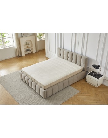 Διπλό Κρεβάτι Roma 160x200c σε σκούρο μπεζ χρώμα με αποθηκευτικό χώρο