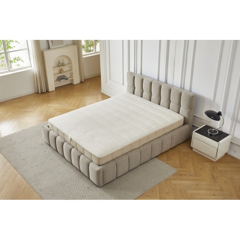 Διπλό Κρεβάτι Roma 160x200c σε σκούρο μπεζ χρώμα με αποθηκευτικό χώρο