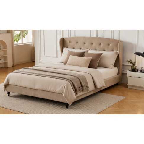 Διπλό Κρεβάτι Victoria 160x200cm σε μπεζ χρώμα