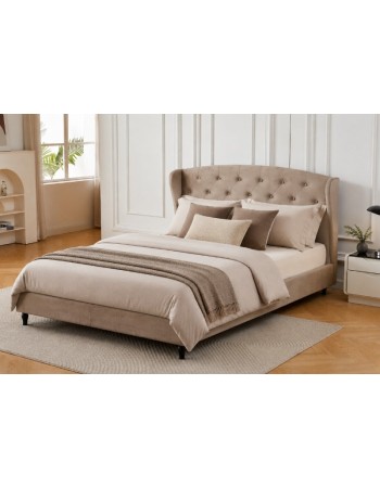 Διπλό Κρεβάτι Victoria 160x200cm σε ανοιχτό καφέ χρώμα