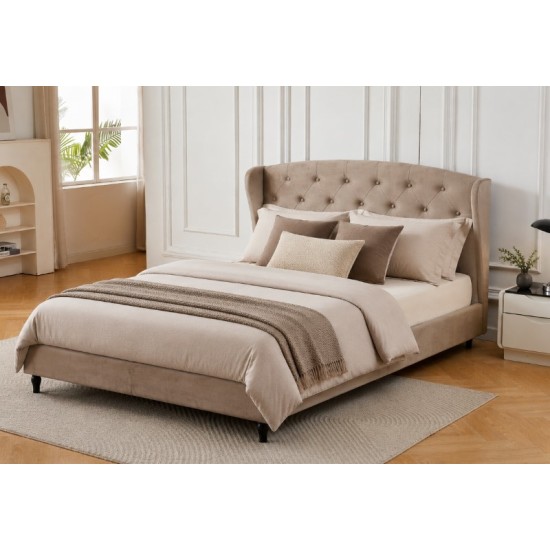 Διπλό Κρεβάτι Victoria 160x200cm σε ανοιχτό καφέ χρώμα