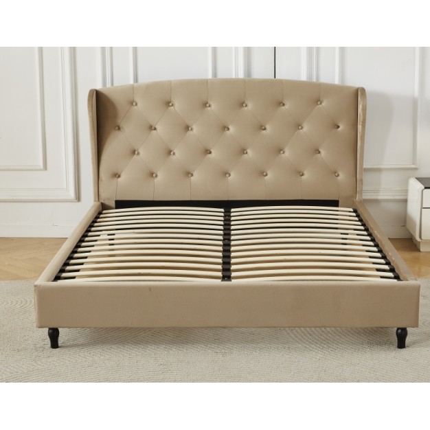 Διπλό Κρεβάτι Victoria 160x200cm σε μπεζ χρώμα